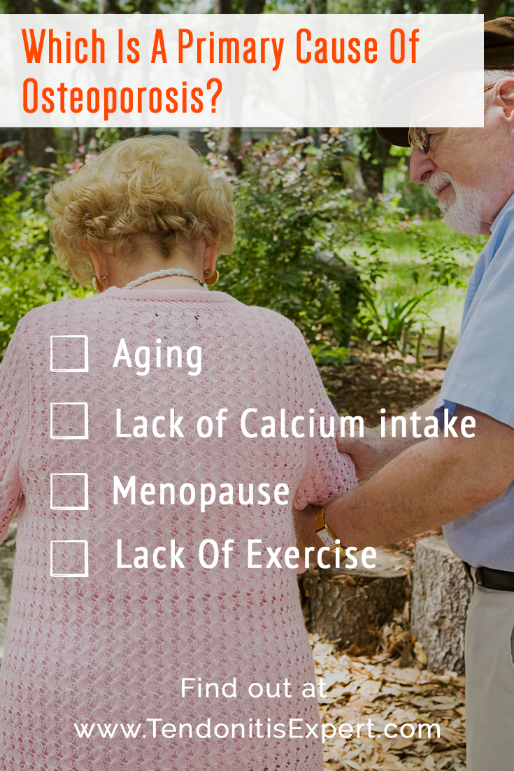 Which is a primary cause of Osteoporosis?

Ageing, Lack of calcium intake, menopause, or lack of exercise?